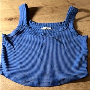 Blue Ribbed Tank Top